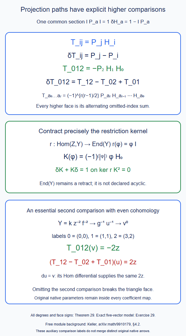 The actual comparison edge, its second triangle homotopy and all higher ordered-tuple faces are explicit products of the original retraction homotopies.