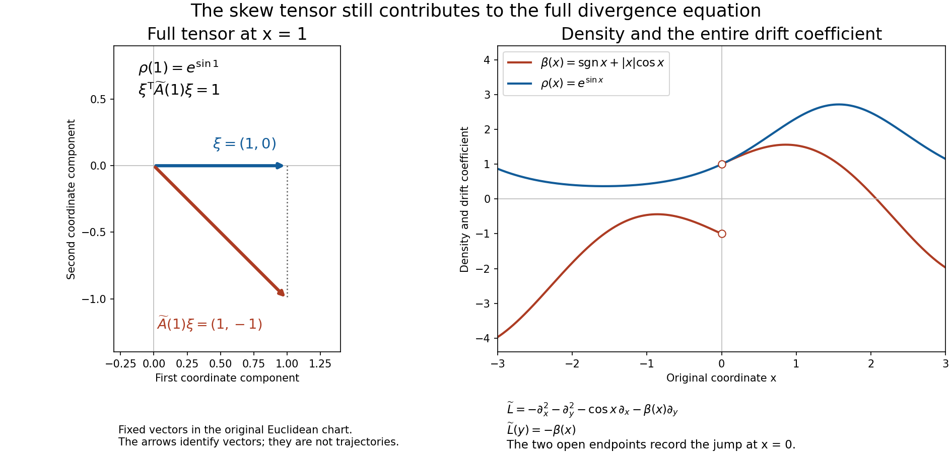 Full nonsymmetric tensor and its density-bearing drift